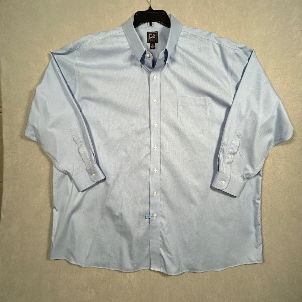 2 Jos. A. Bank Traveler Cotton Shirts Mens 20X35 Navy & Baby Blue Houndstooth - Picture 5 of 16